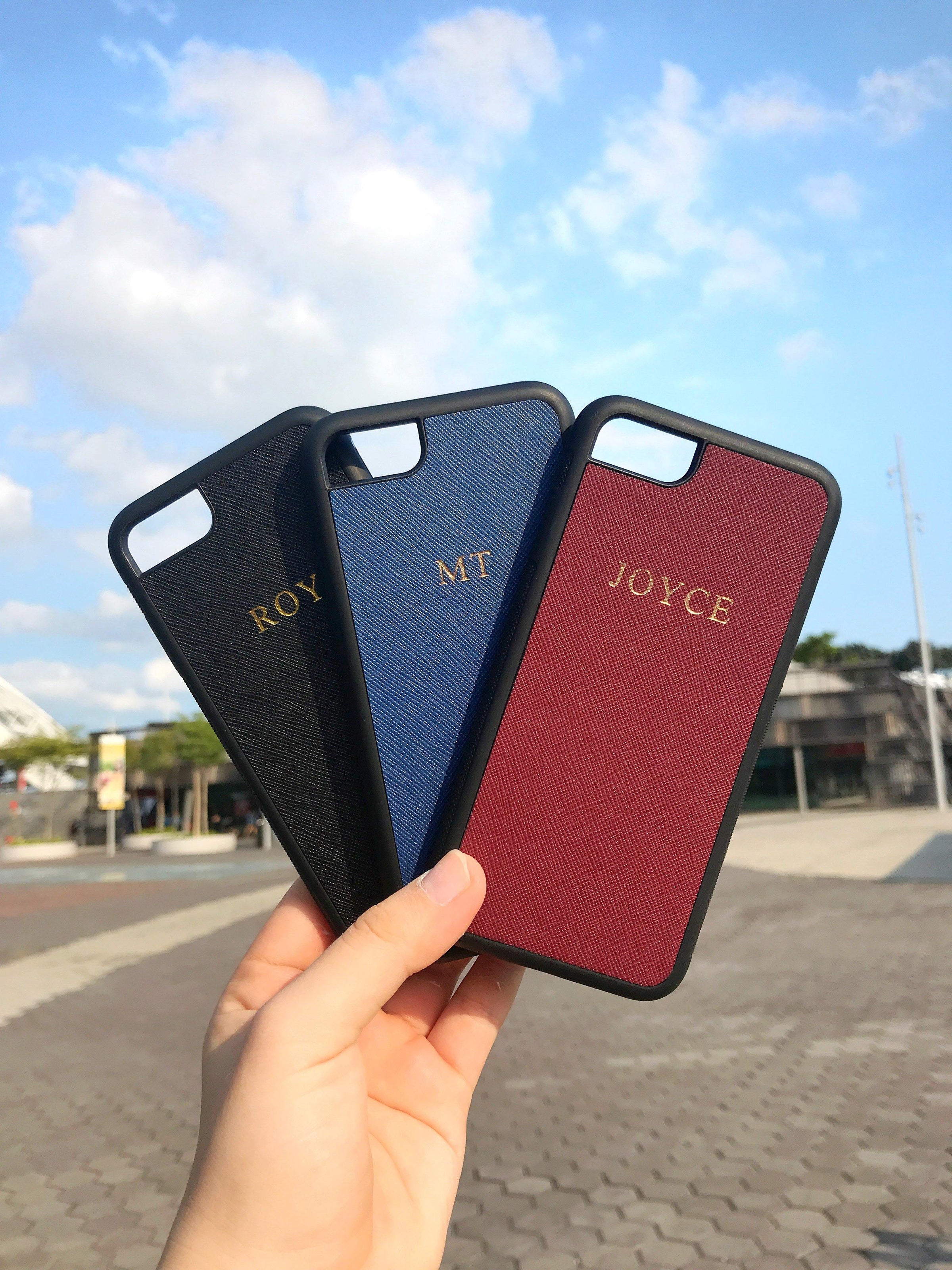 Personalised Saffiano Leather Phone Case - THEIMPRINT