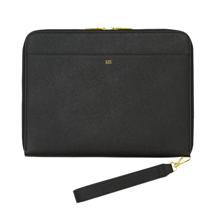 black large Saffiano personalised pouch