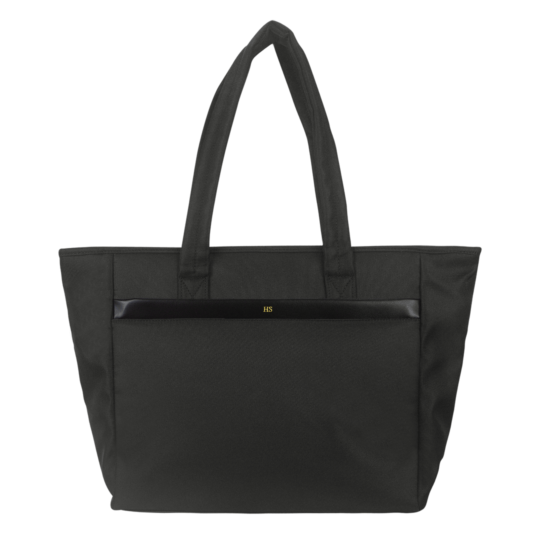 Cloud tote bag in black and customised with gold text