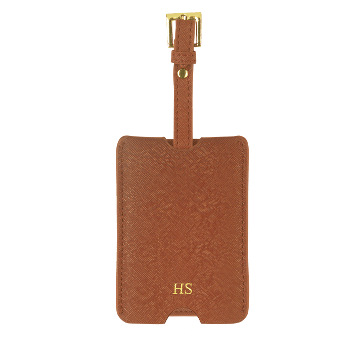 Caramel - Saffiano Luggage Tag with Sleeve