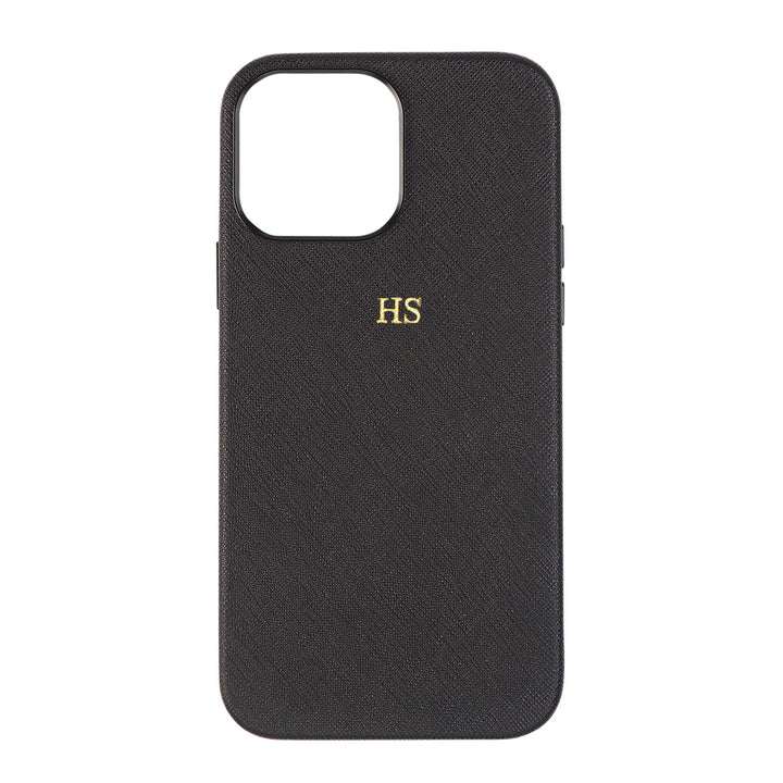 Black - iPhone 14 Series Full Wrap Saffiano Phone Case - THEIMPRINT