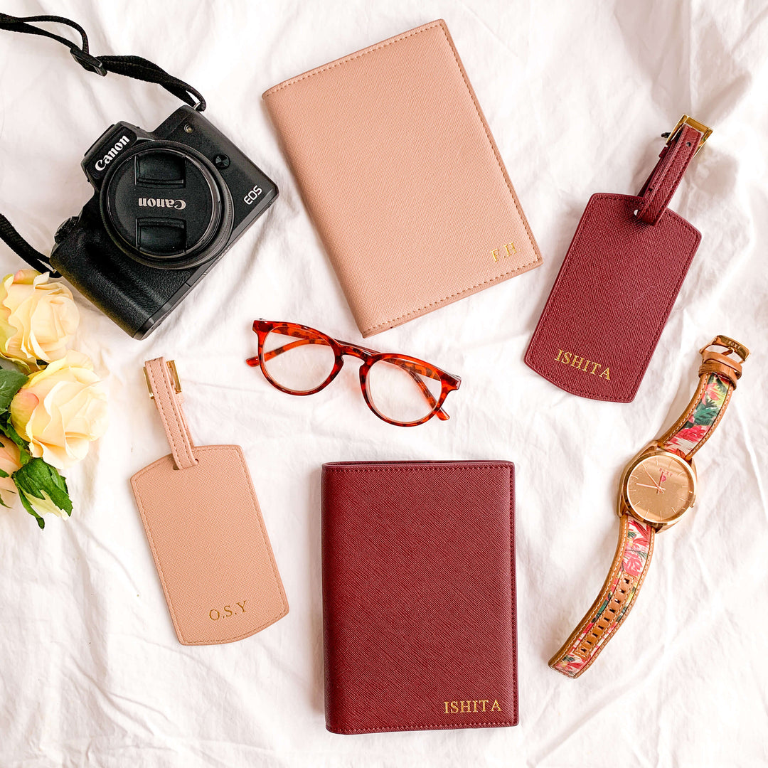 personalised leather luggage tags