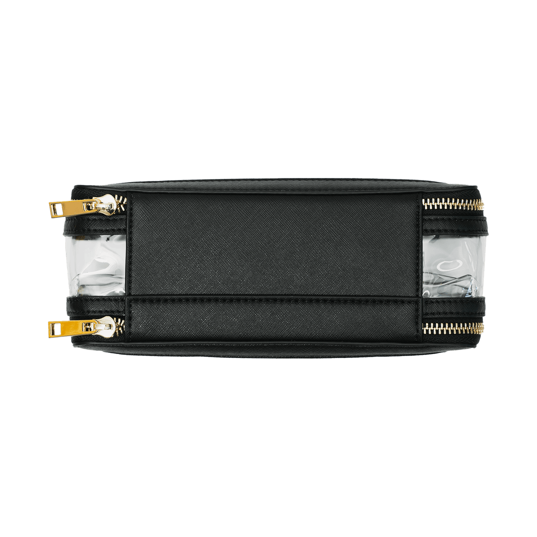 Saffiano Leather Makeup Pouch - Black