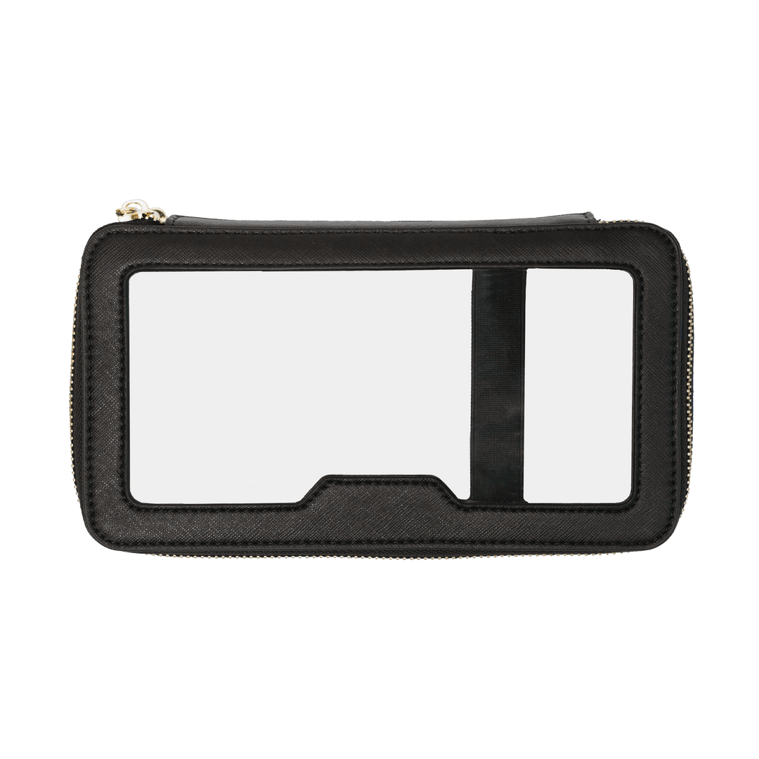 Saffiano Leather Makeup Pouch - Black