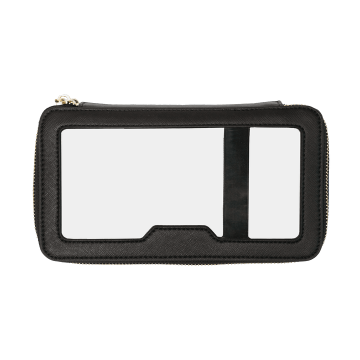 Saffiano Leather Makeup Pouch - Black