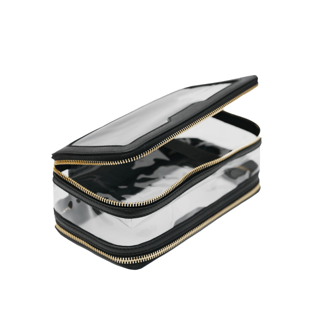 Saffiano Leather Makeup Pouch - Black