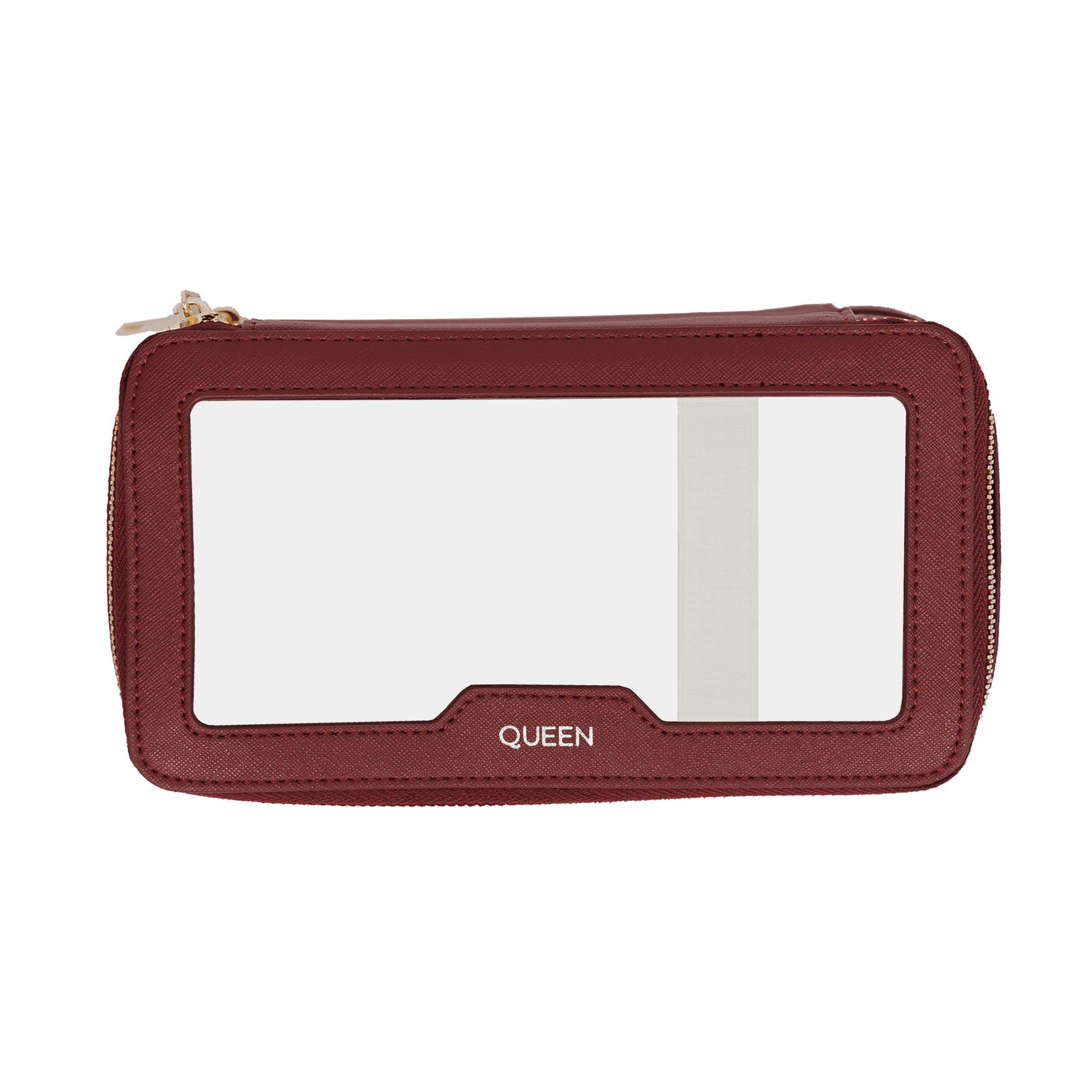 Personalised Saffiano Leather Makeup Pouch Burgundy