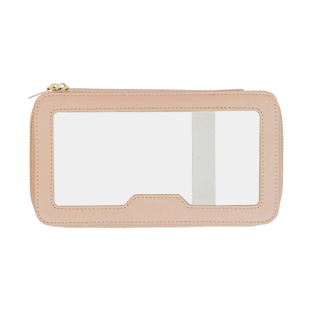 Saffiano Leather Makeup Pouch - Nude