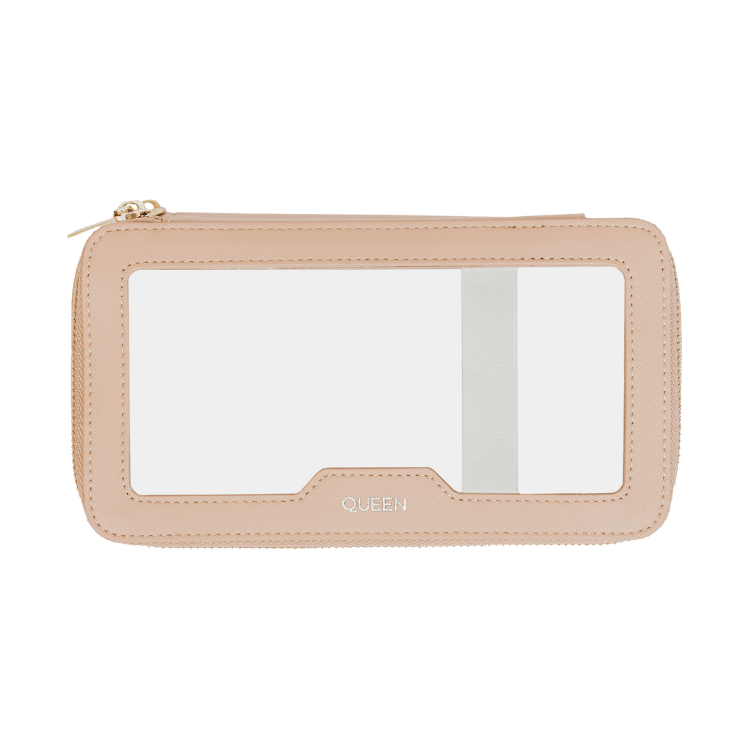 nude Saffiano customisable makeup pouch