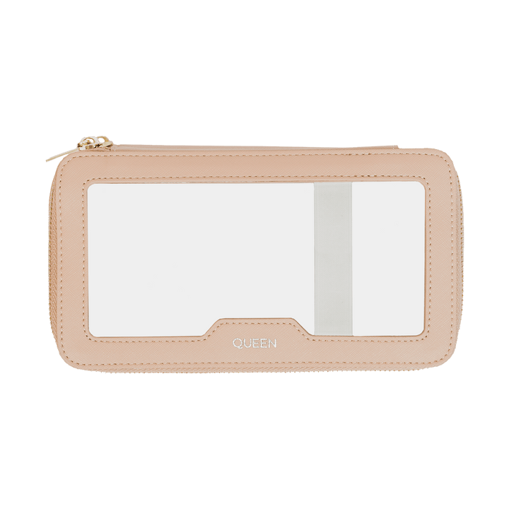 nude Saffiano customisable makeup pouch