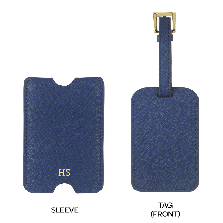 Navy - Saffiano Luggage Tag with Sleeve