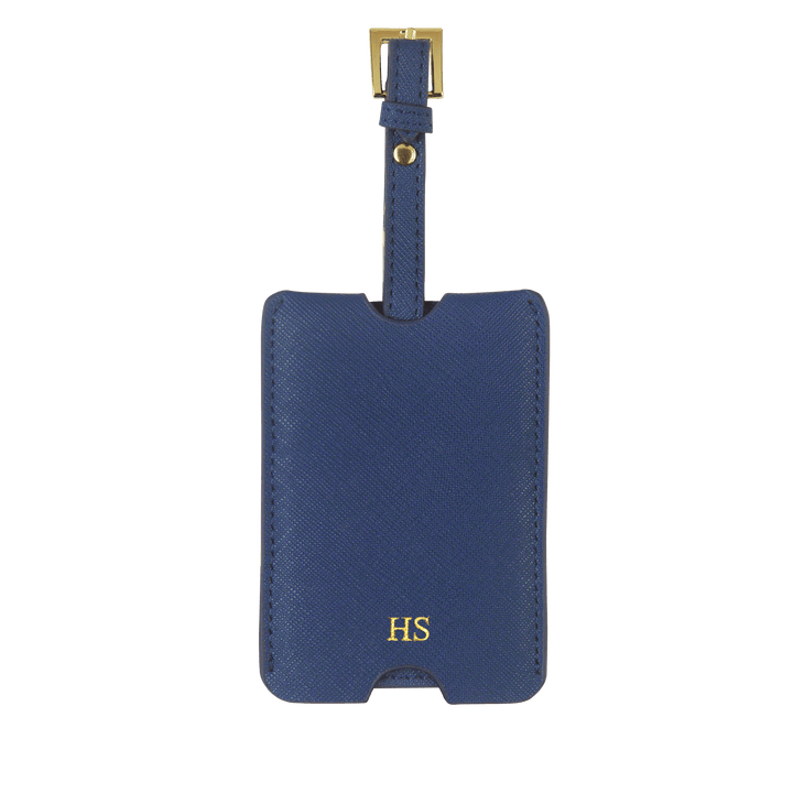 Navy - Saffiano Luggage Tag with Sleeve