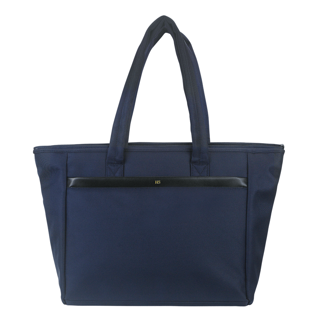 Cloud tote bag in navy and customised with gold text