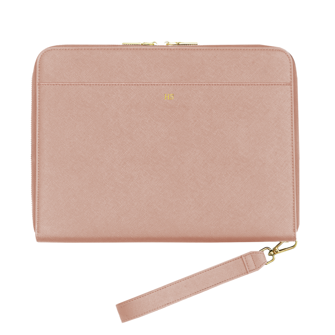 nude large Saffiano personalised pouch