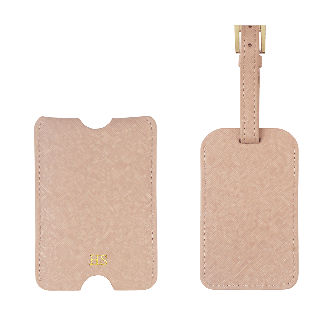 Nude - Saffiano Luggage Tag with Sleeve