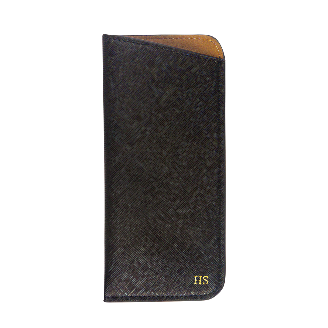 black Saffiano customisable spectacle pouch