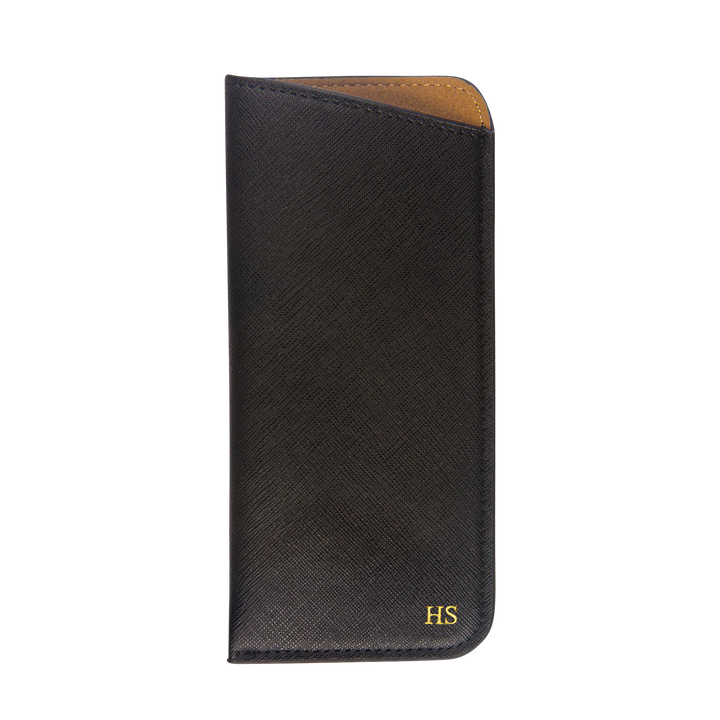 black Saffiano customisable spectacle pouch