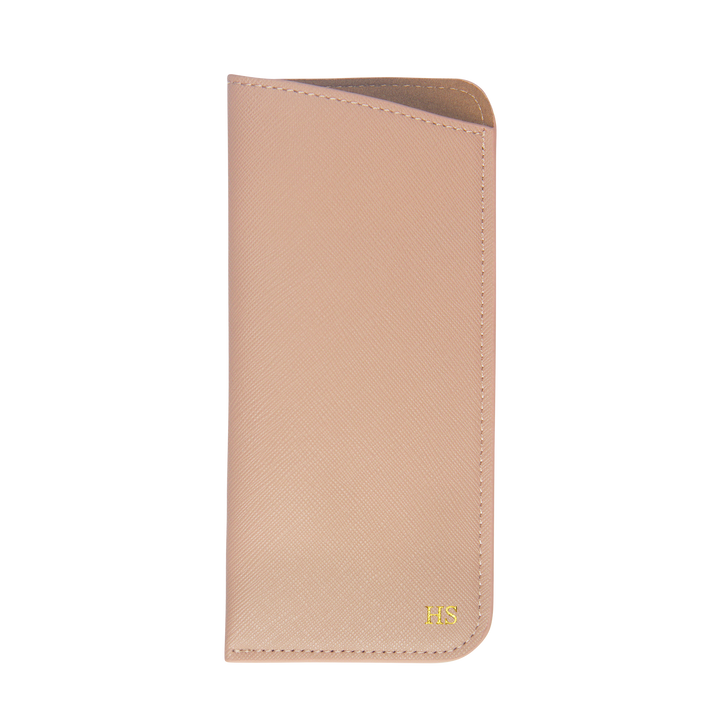nude Saffiano customisable spectacle pouch