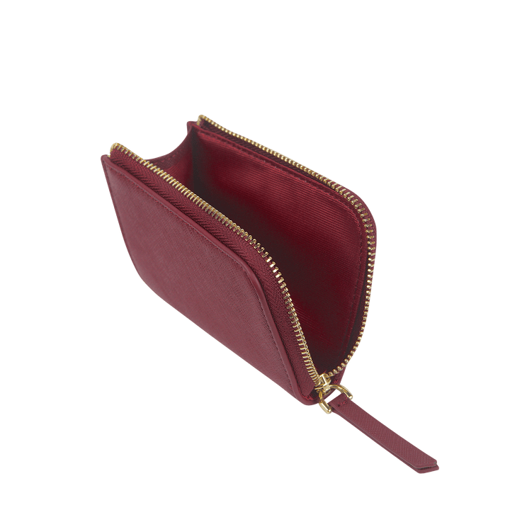 Saffiano Zip Wallet | Burgundy