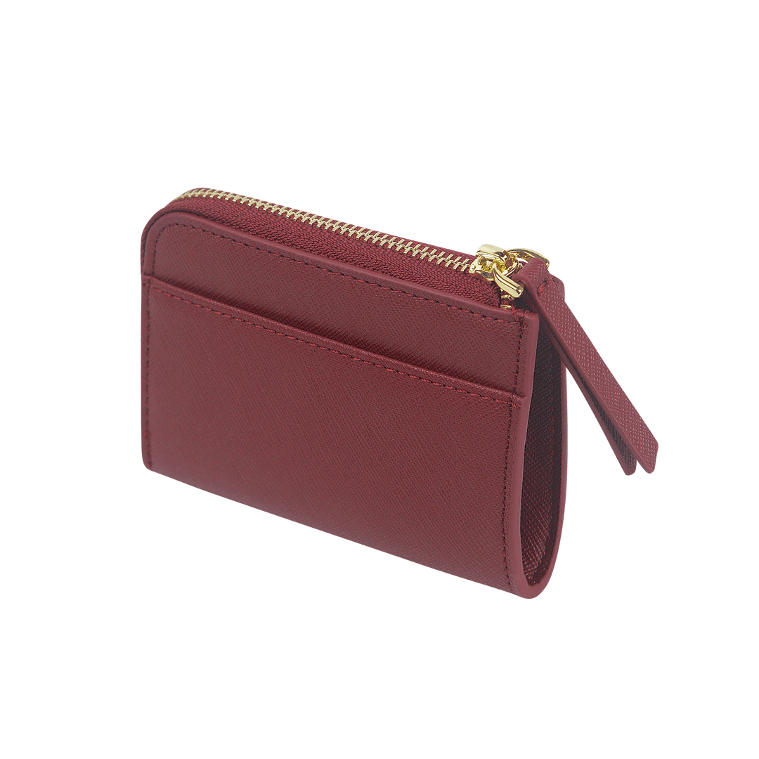 Saffiano Zip Wallet | Burgundy