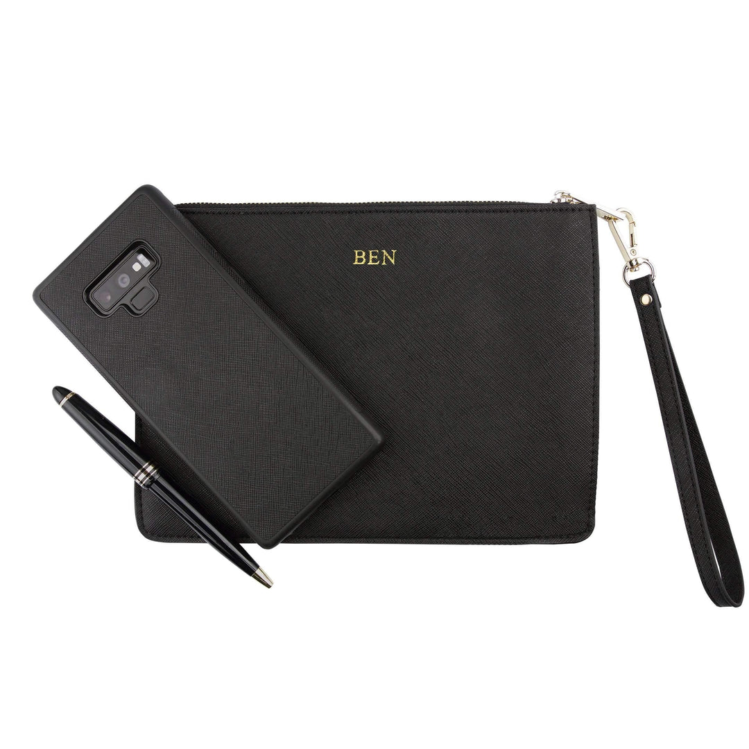 Black - Small Saffiano Pouch - THEIMPRINT