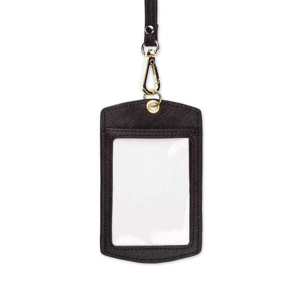 Black - Saffiano ID Cardholder Lanyard - THEIMPRINT