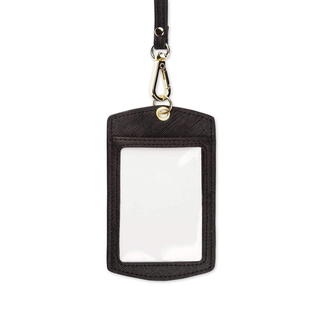 Black - Saffiano ID Cardholder Lanyard - THEIMPRINT