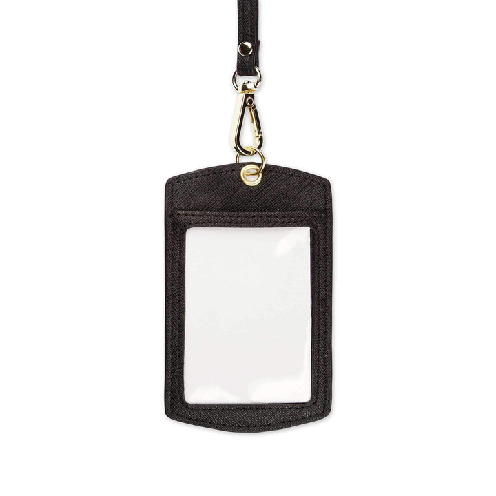 Black - Saffiano ID Cardholder Lanyard - THEIMPRINT
