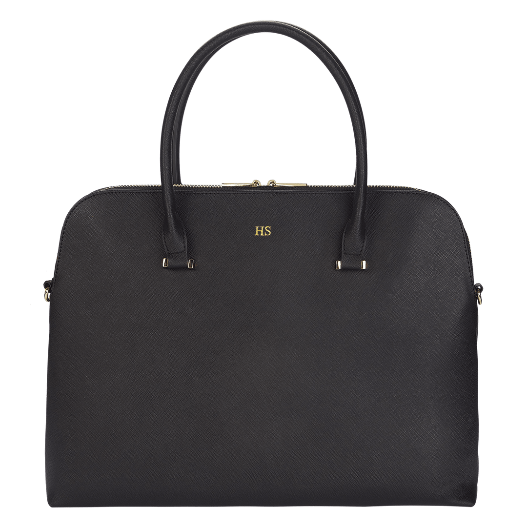 black Saffiano leather laptop bag