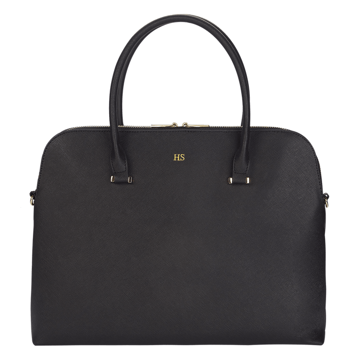 black Saffiano leather laptop bag