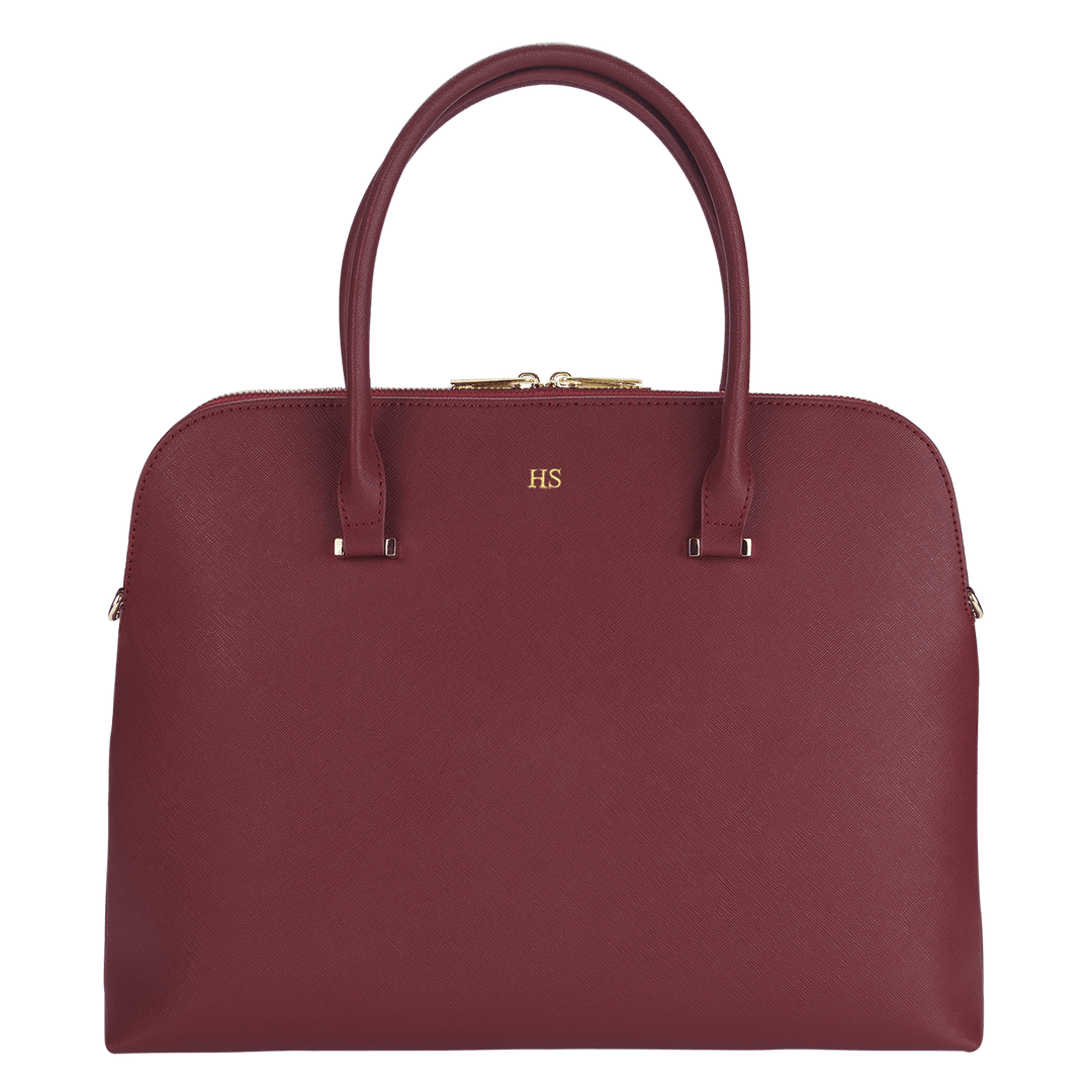 burgundy Saffiano leather laptop bag