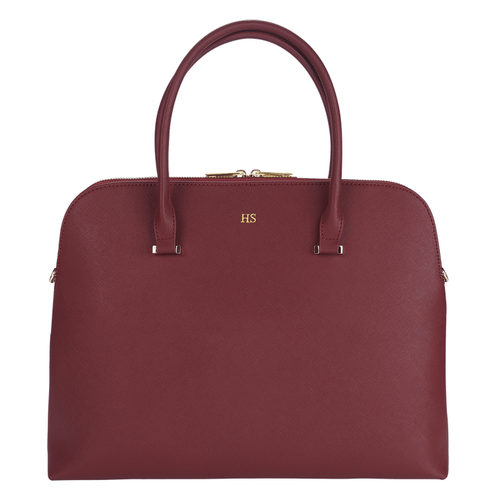 burgundy Saffiano leather laptop bag