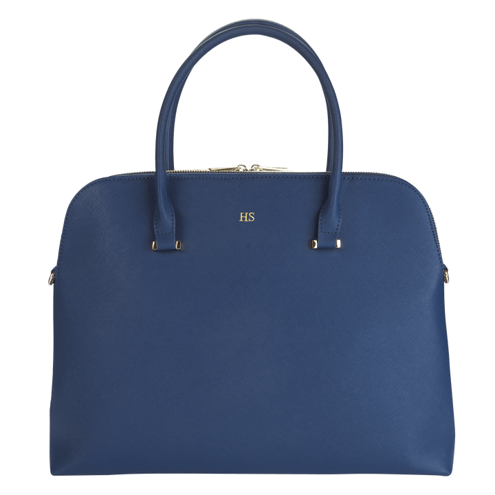 navy Saffiano leather laptop bag