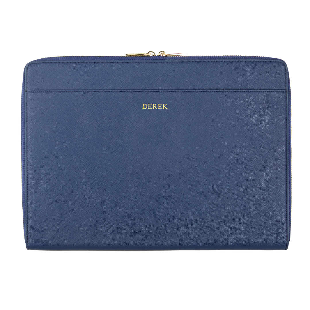 navy Saffiano customised laptop sleeve