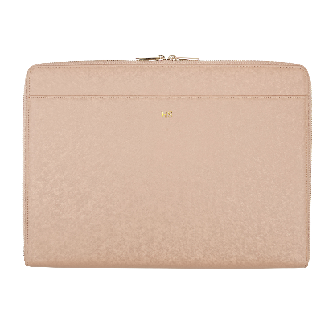 nude Saffiano customised laptop sleeve
