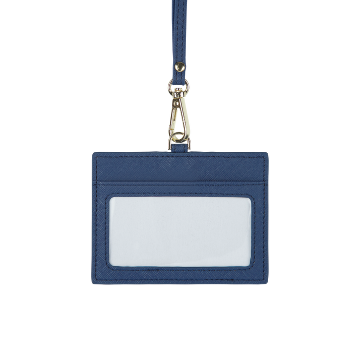 Navy - Saffiano Horizontal ID Cardholder Lanyard - THEIMPRINT