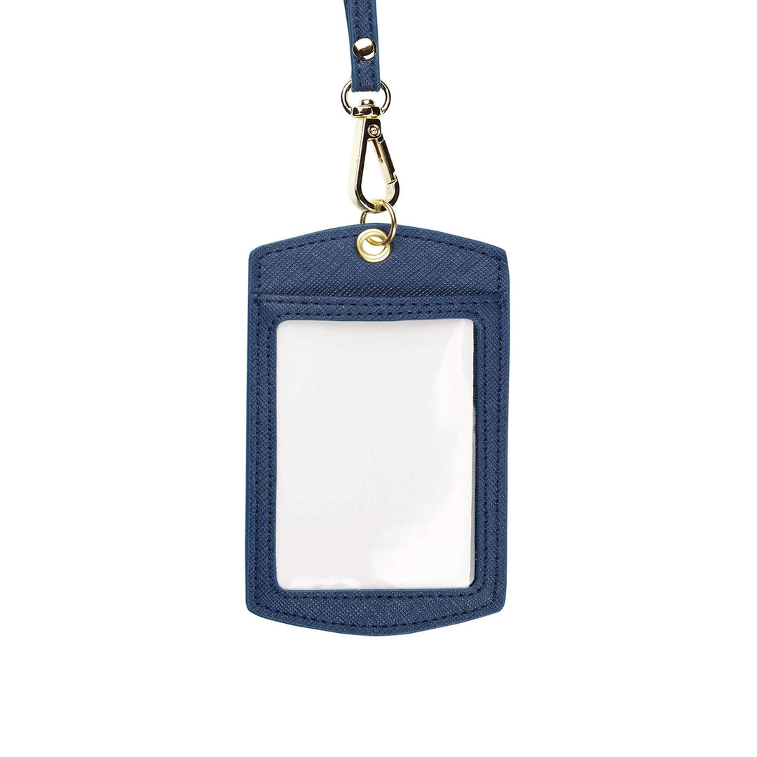 Navy - Saffiano ID Cardholder Lanyard - THEIMPRINT