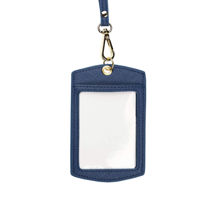 Navy - Saffiano ID Cardholder Lanyard - THEIMPRINT