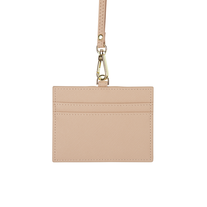 Nude - Saffiano Horizontal ID Cardholder Lanyard - THEIMPRINT
