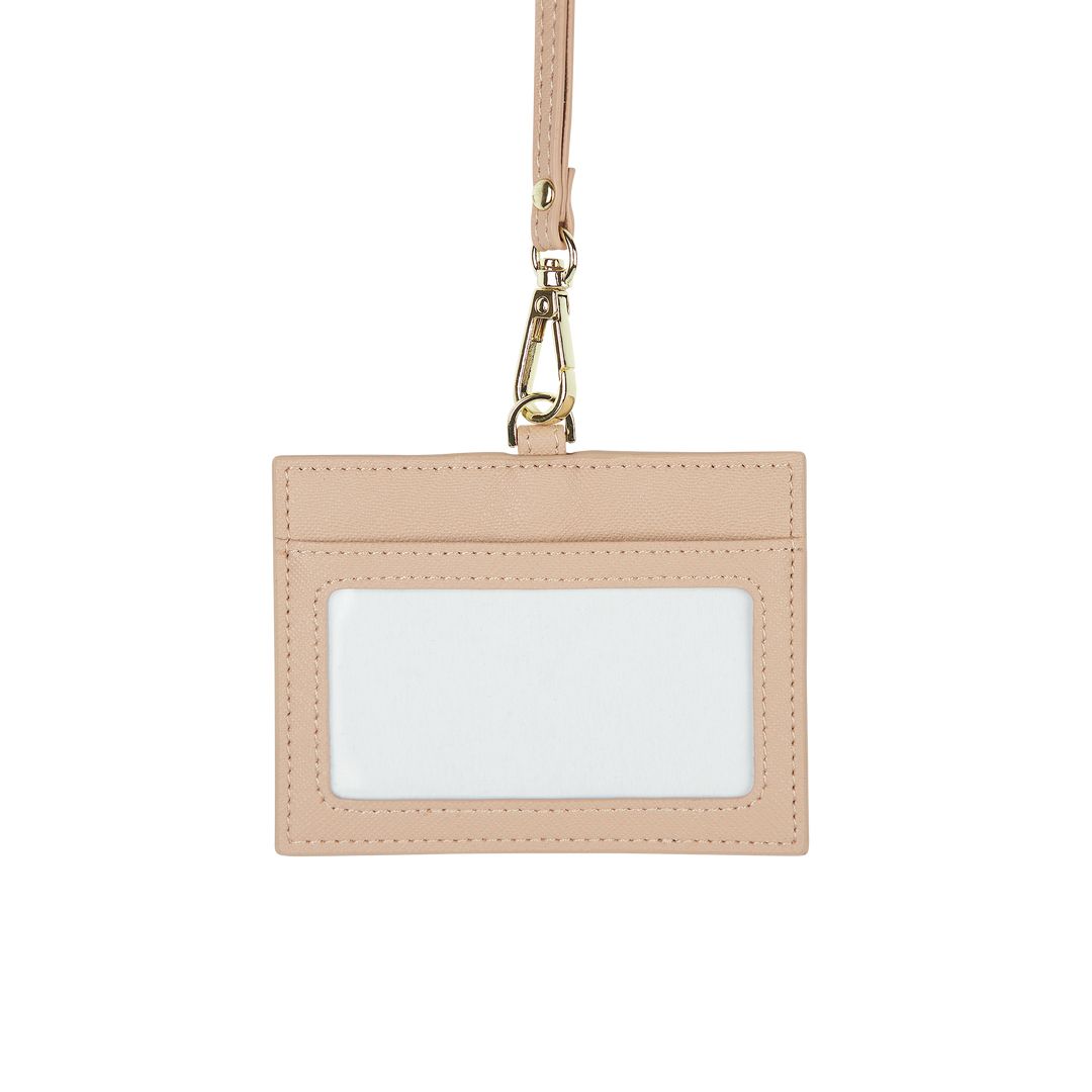 Nude - Saffiano Horizontal ID Cardholder Lanyard - THEIMPRINT