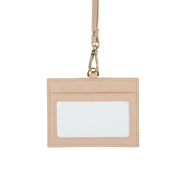 Nude - Saffiano Horizontal ID Cardholder Lanyard - THEIMPRINT