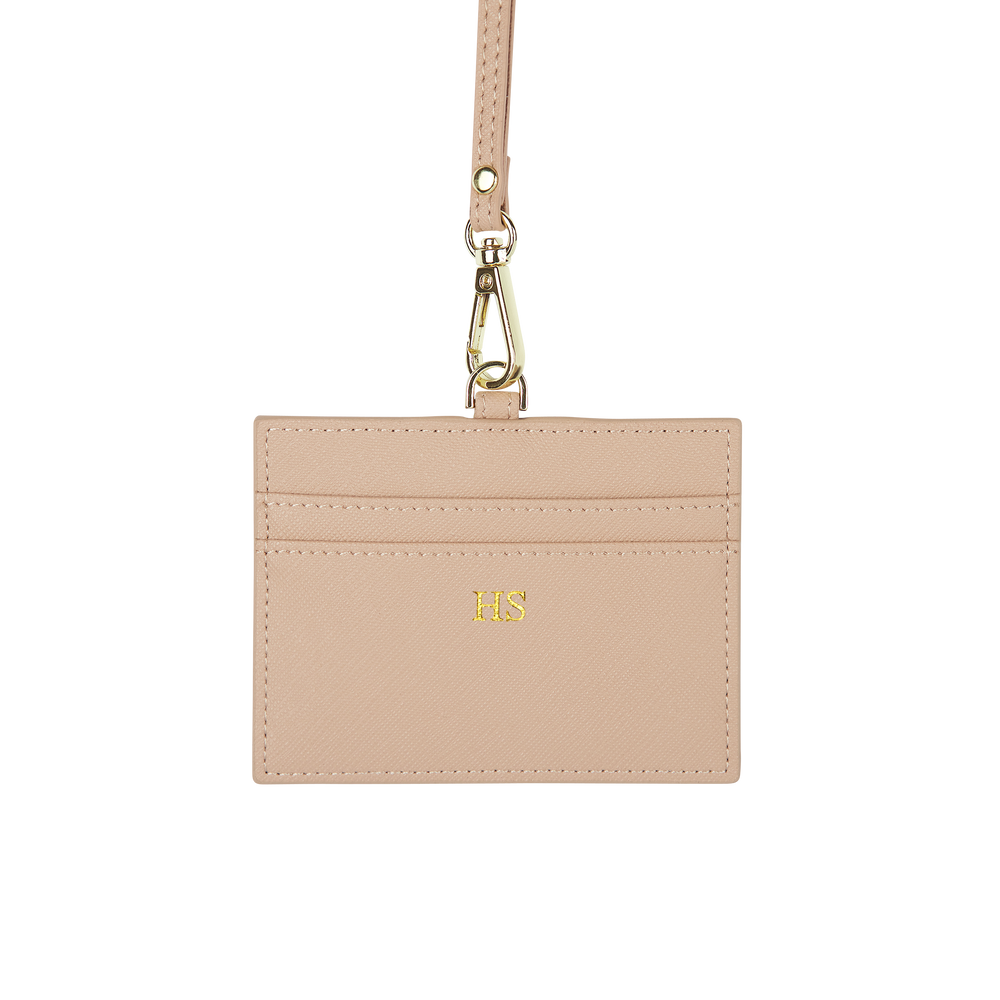 Nude - Saffiano Horizontal ID Cardholder Lanyard - THEIMPRINT
