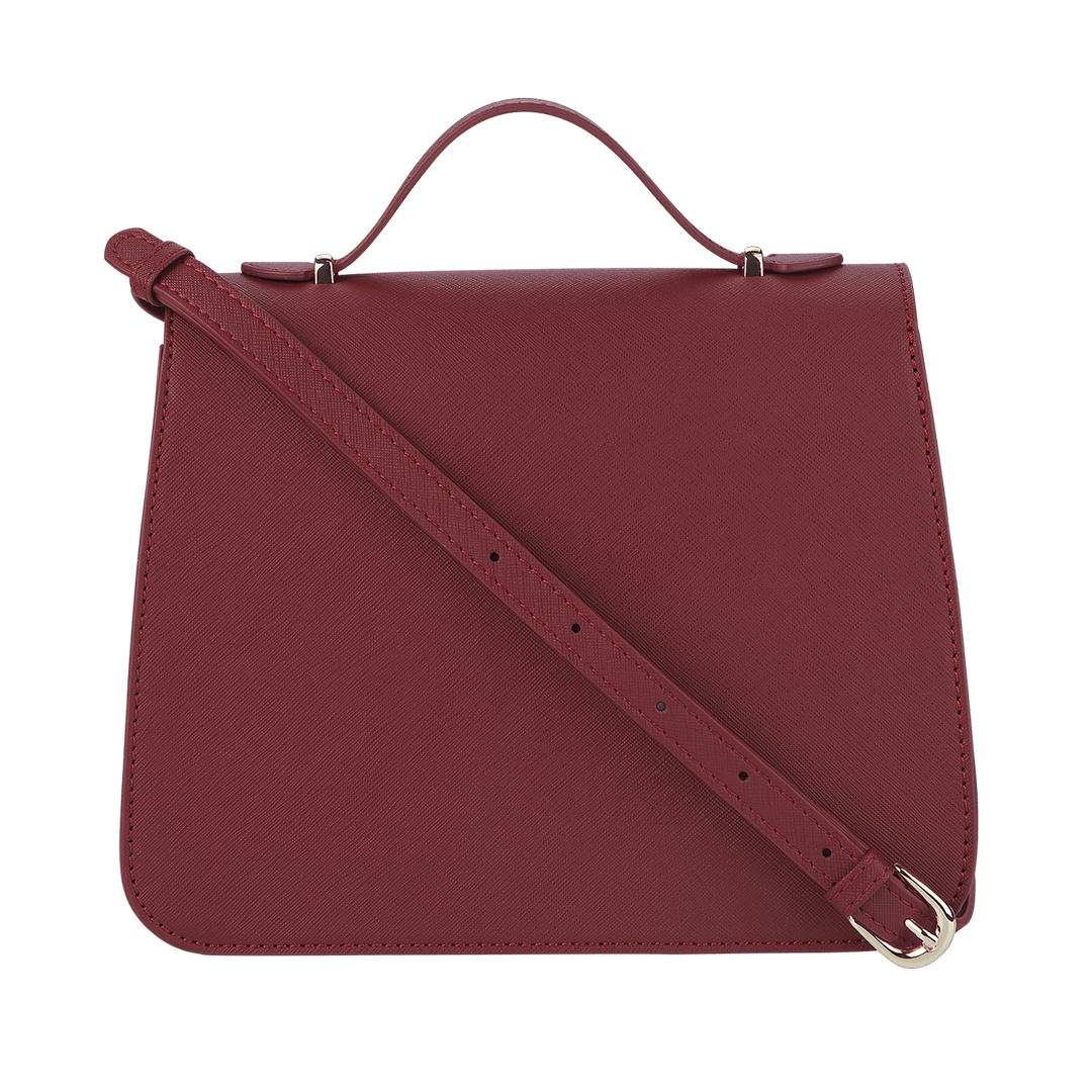 Burgundy - Saffiano Shoulder Bag - THEIMPRINT