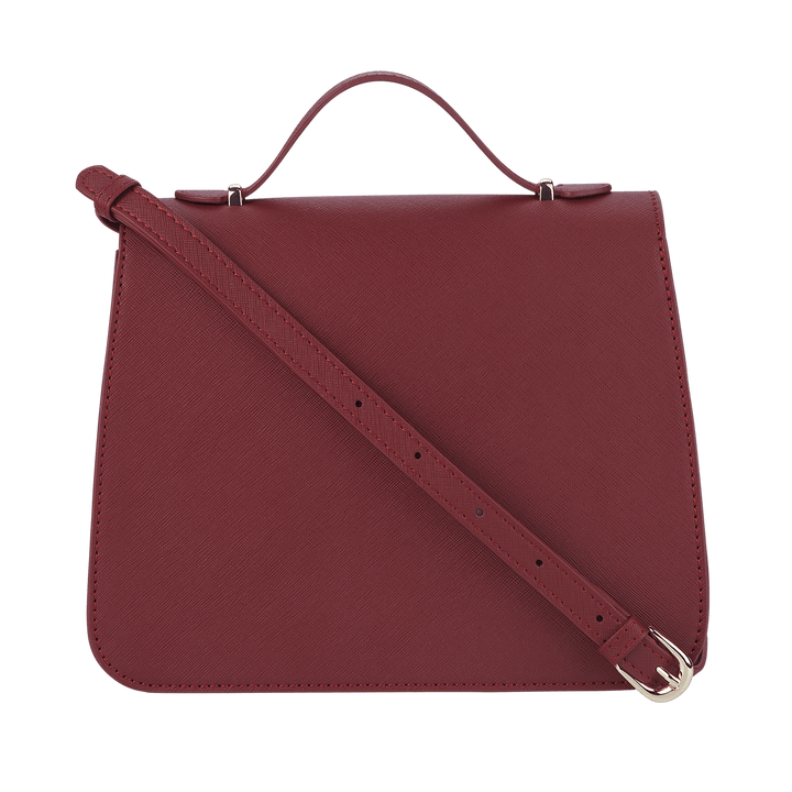 Burgundy - Saffiano Shoulder Bag - THEIMPRINT