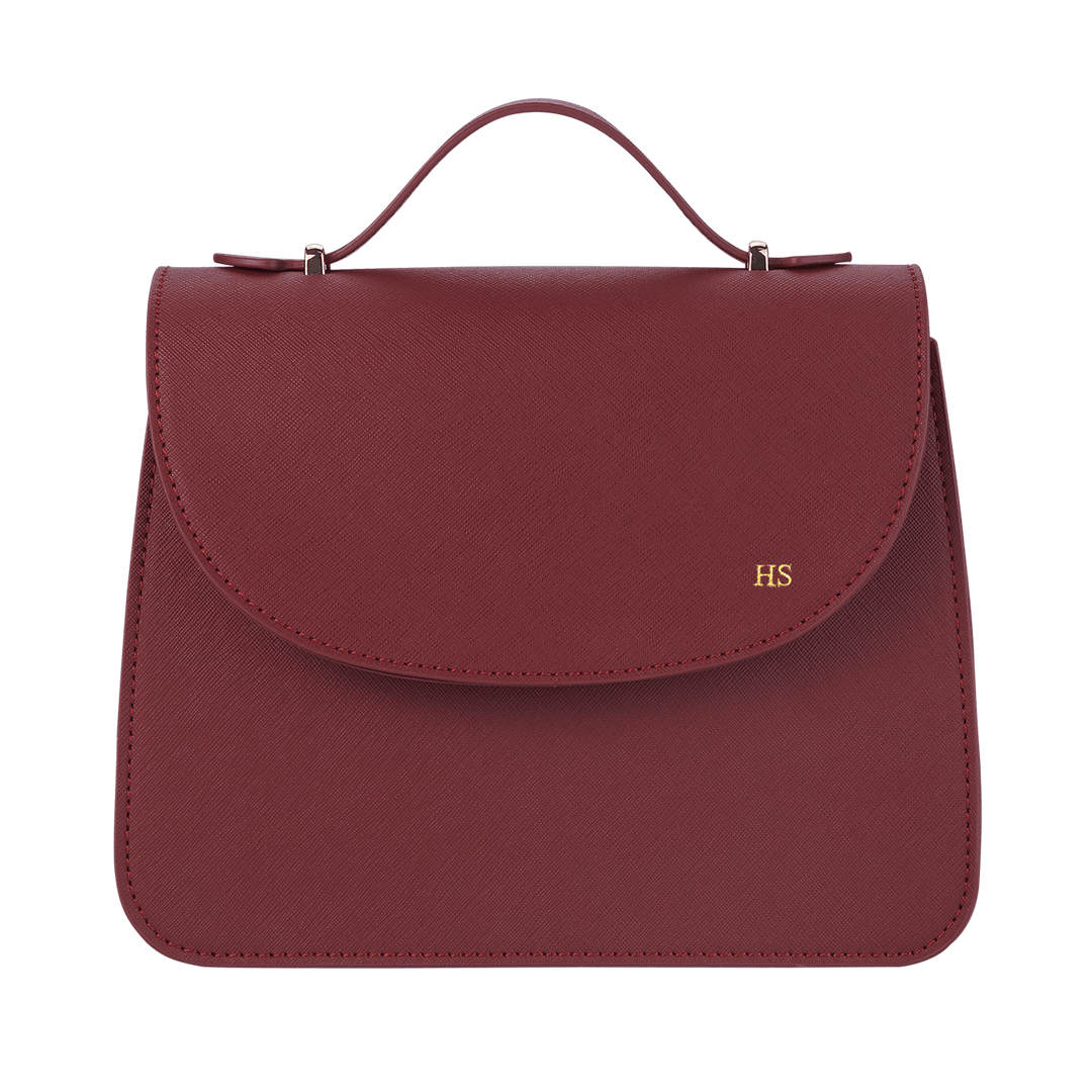 Burgundy - Saffiano Shoulder Bag - THEIMPRINT