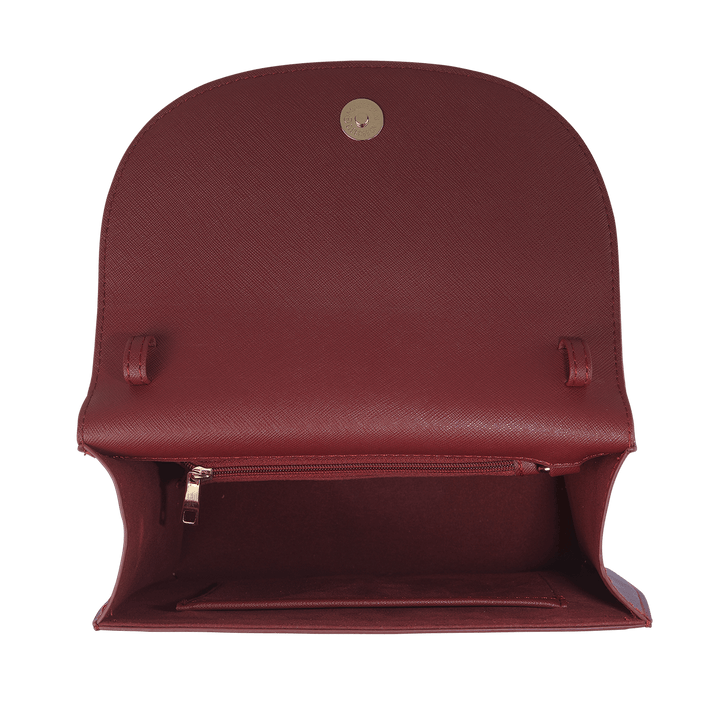 Burgundy - Saffiano Shoulder Bag - THEIMPRINT