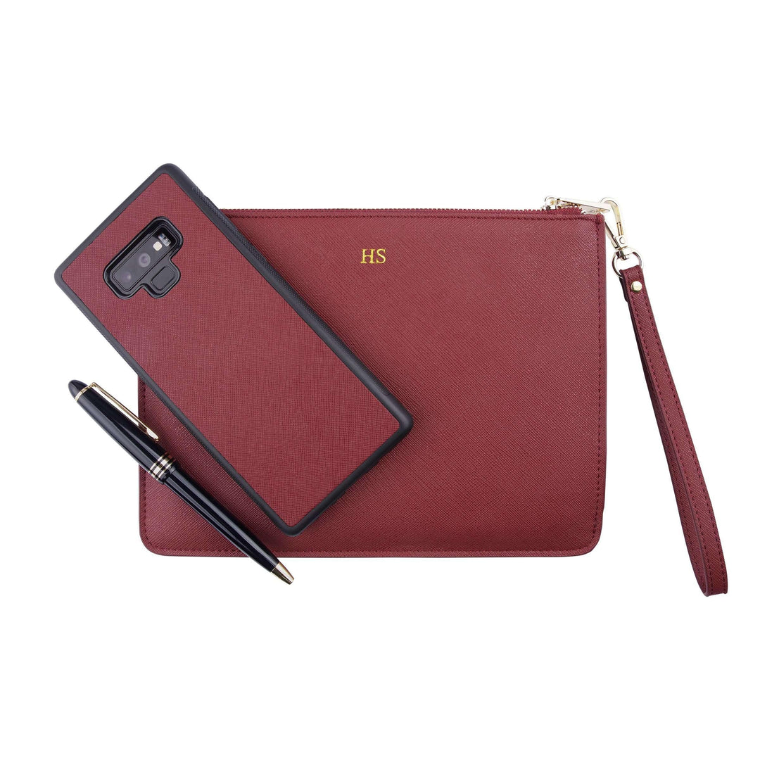Burgundy - Small Saffiano Pouch - THEIMPRINT