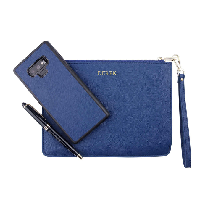 Navy - Small Saffiano Pouch - THEIMPRINT