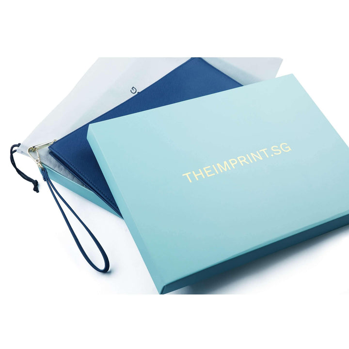 Navy - Small Saffiano Pouch - THEIMPRINT