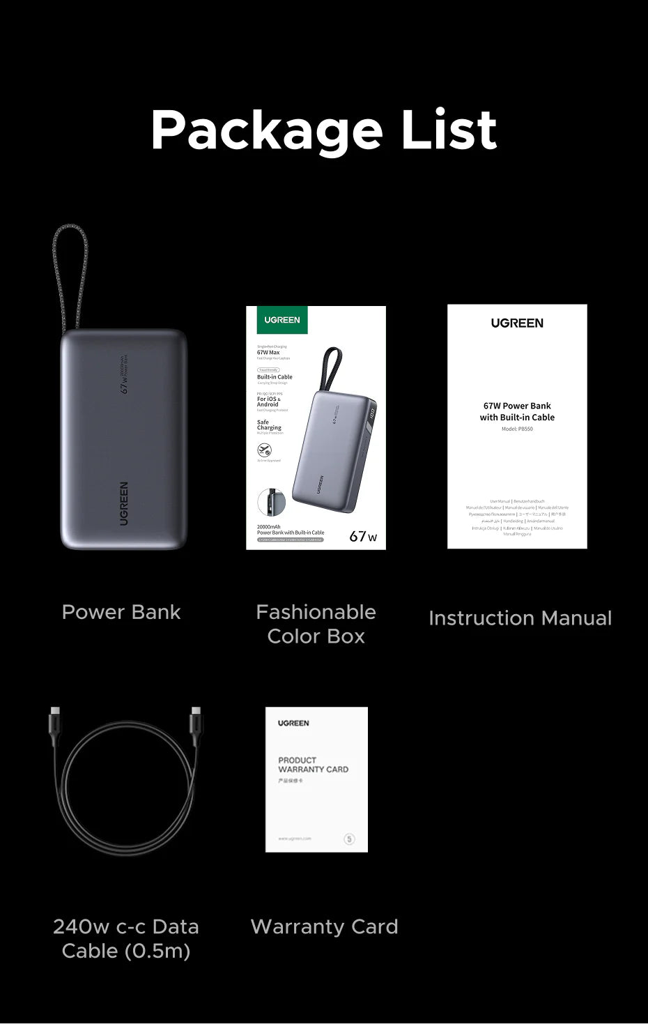 [3C Certified] UGREEN 67W 20000mAh Power Bank